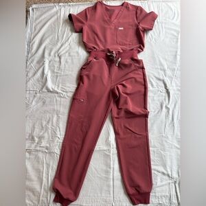 Figs Women's Scrub Set in dark cherry